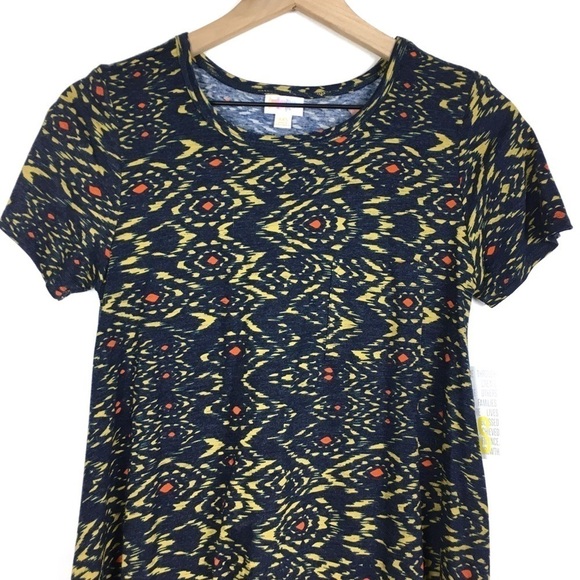 LULAROE Carly Dress T Shirt Short Sleeve Aztec Southwestern Hi Lo Hem XXS NWT - Picture 2 of 9